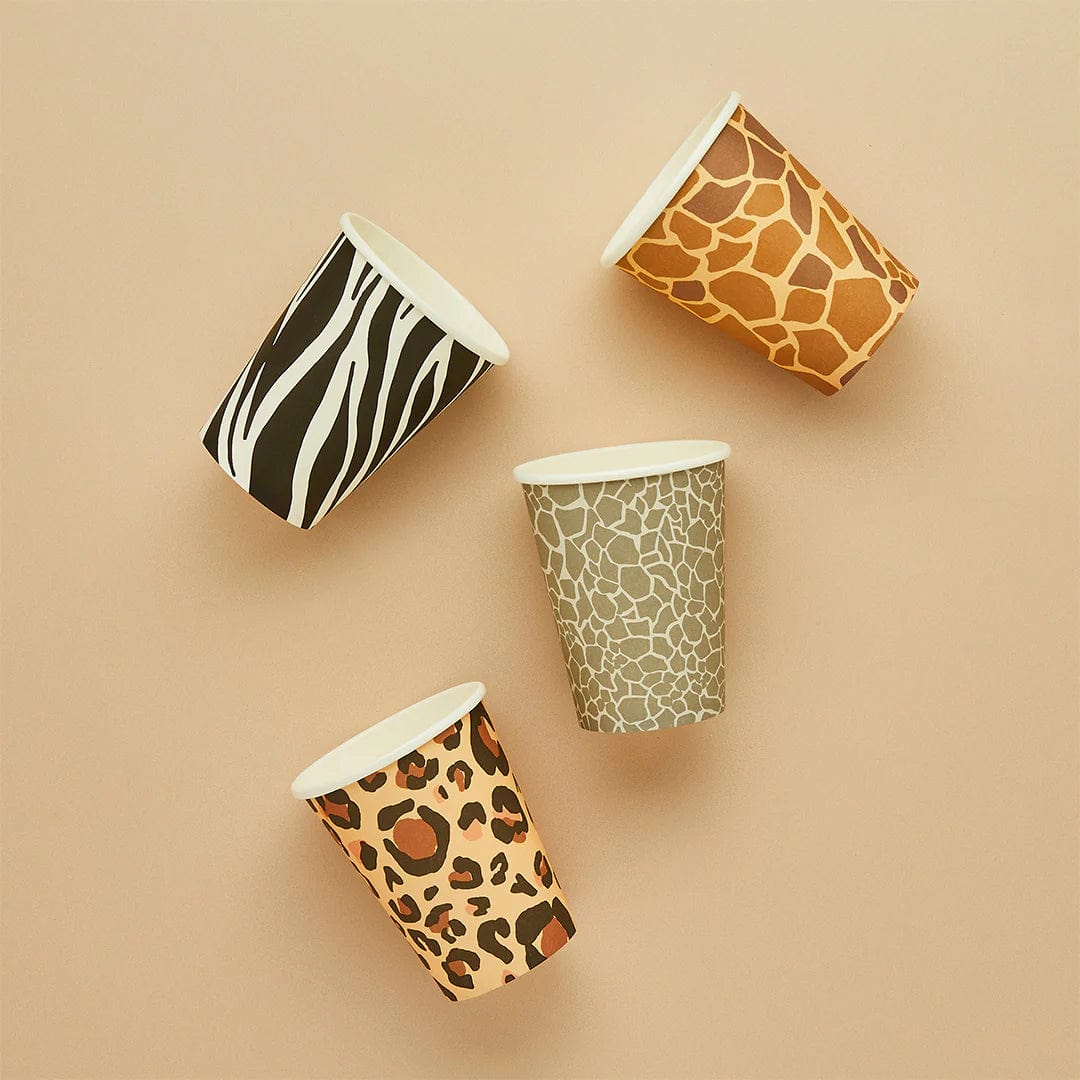 Safari Animal Print Party Cups x 8 - Safari Birthday Party Supplies Disposable Cups Safari Animal Print Party Cups x 8