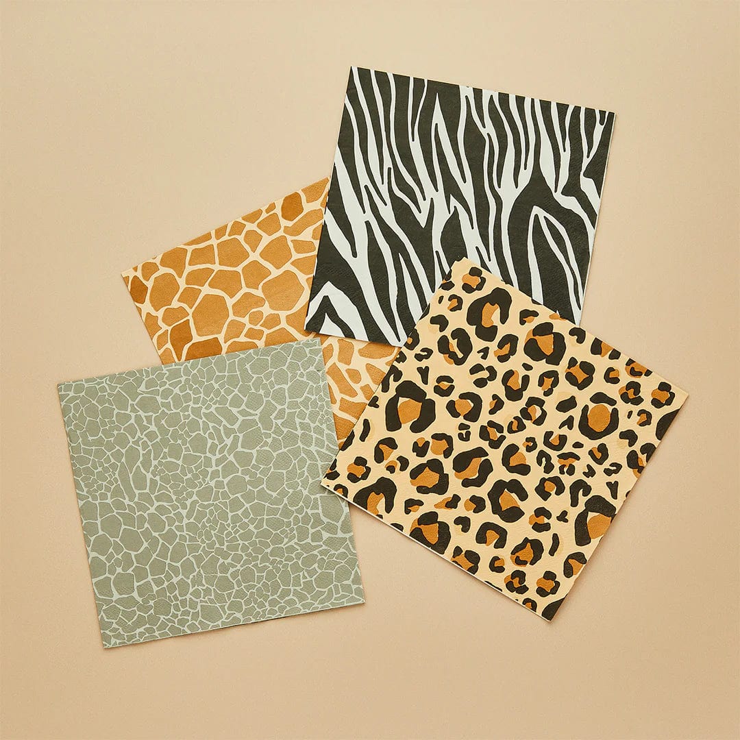 Safari Animal Print Party Napkins x 16 - Safari Birthday Party Supplies Paper Napkins Safari Animal Print Party Napkins x 16