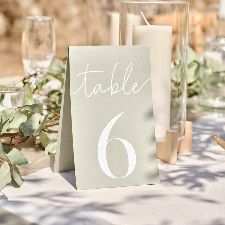 table number Sage Green Card 1-12 Wedding Table Numbers