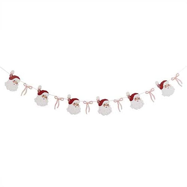 Santa and Bow Christmas Garland - 2m - Christmas Bow Decorations Bunting Santa and Bow Christmas Garland - 2m