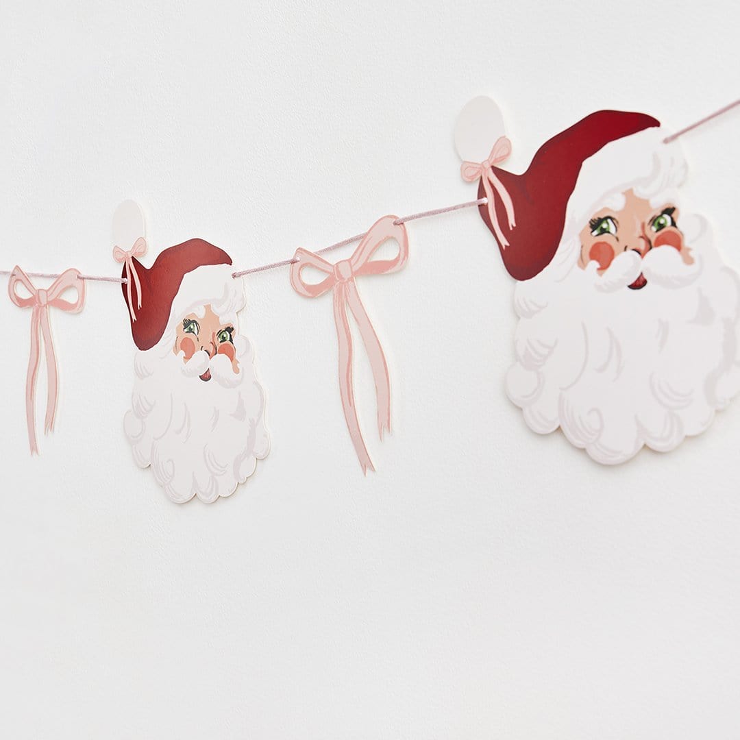 Santa and Bow Christmas Garland - 2m - Christmas Bow Decorations Bunting Santa and Bow Christmas Garland - 2m