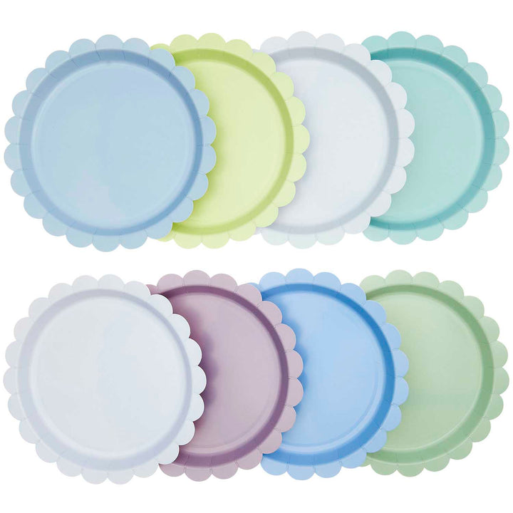 Scallop Paper Party Plates x 8 - Ocean Mix Disposable Plates Scallop Paper Party Plates x 8 - Ocean Mix