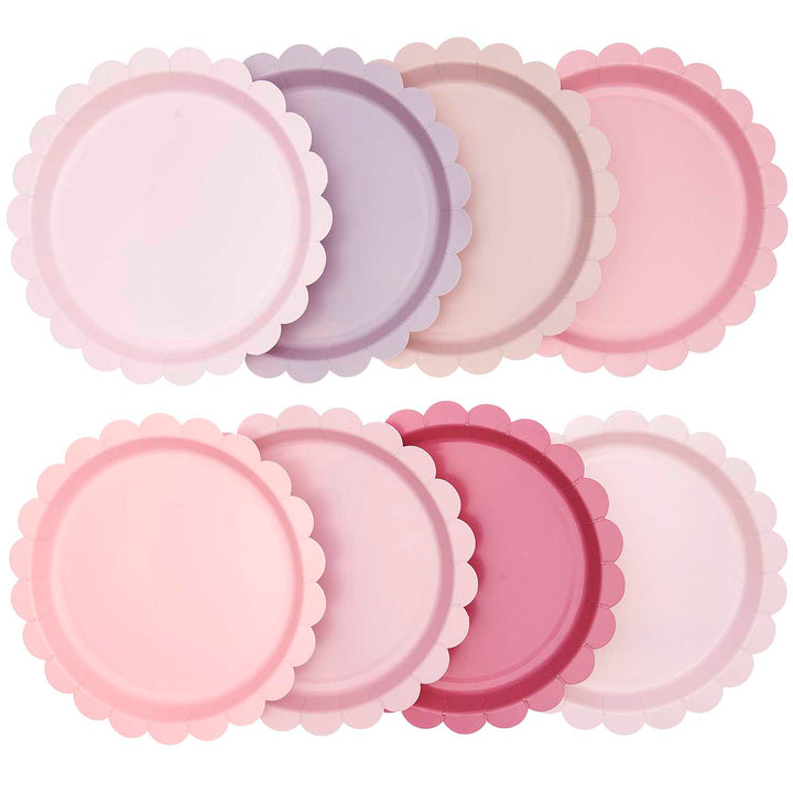 Scallop Paper Party Plates x 8 - Pinks Disposable Plates Scallop Paper Party Plates x 8 - Pinks