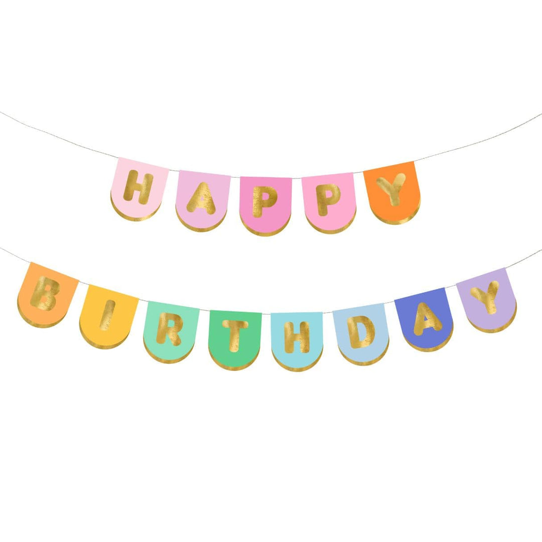 Scalloped Happy Birthday Banner - Colourful Birthday Decorations Bunting Scalloped Happy Birthday Banner