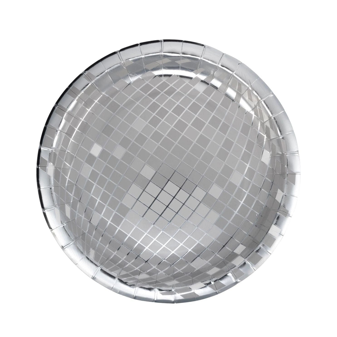 Silver Disco Ball Paper Plates (Set of 8) - My Mind's Eye  Disposable Plates Silver Disco Ball Paper Plates (Set of 8)