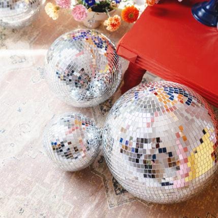 Silver Disco Mirrorball Hanging Decoration - Small 20 cm - Disco Party Hanging Decoration Silver Disco Mirrorball Hanging Decoration - Small 20 cm