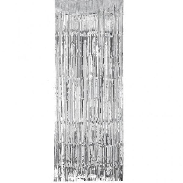 Silver Foil Door Curtain - Silver Party Decorations backdrop Silver Metallic Foil Door Curtain - 91cm x 2.43m