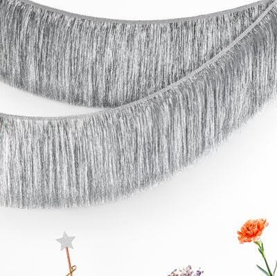 Silver Fringe Garland - 135cm - Silver Party Decorations Wreaths & Garlands Silver Fringe Garland - 135cm