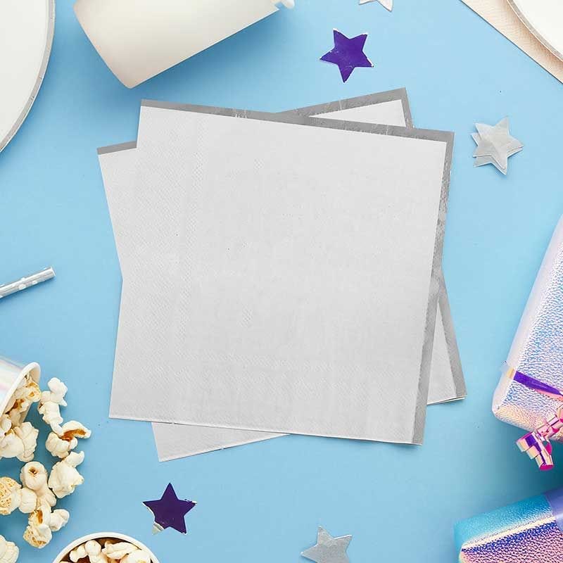 Silver & Grey Ombre Paper Party Napkins - Silver Party Supplies Paper Napkins Silver & Grey Ombre Paper Party Napkins - Pack of 16