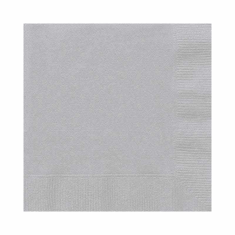 Silver Paper Party Napkins x 20 - Silver Party Supplies Paper Napkins Silver Paper Party Napkins x 20