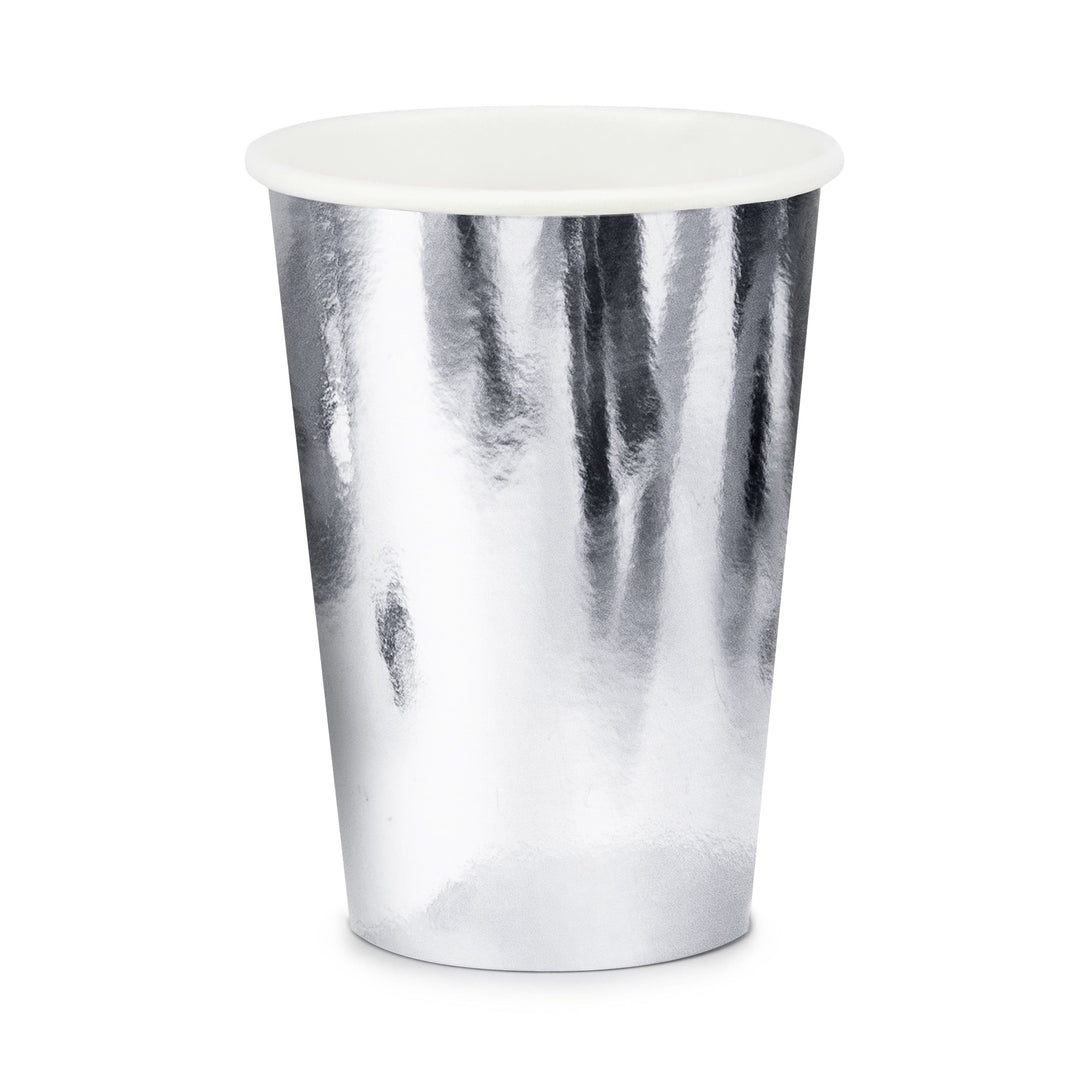 Silver Party Cups x 6 - Silver Party Supplies Paper Cup Silver Party Cups x 6