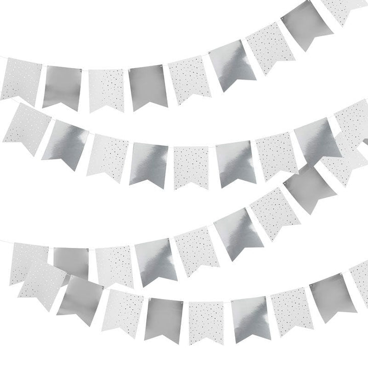 Silver Party Flag Bunting - Silver Party Decorations Bunting Silver Party Flag Bunting – 10m