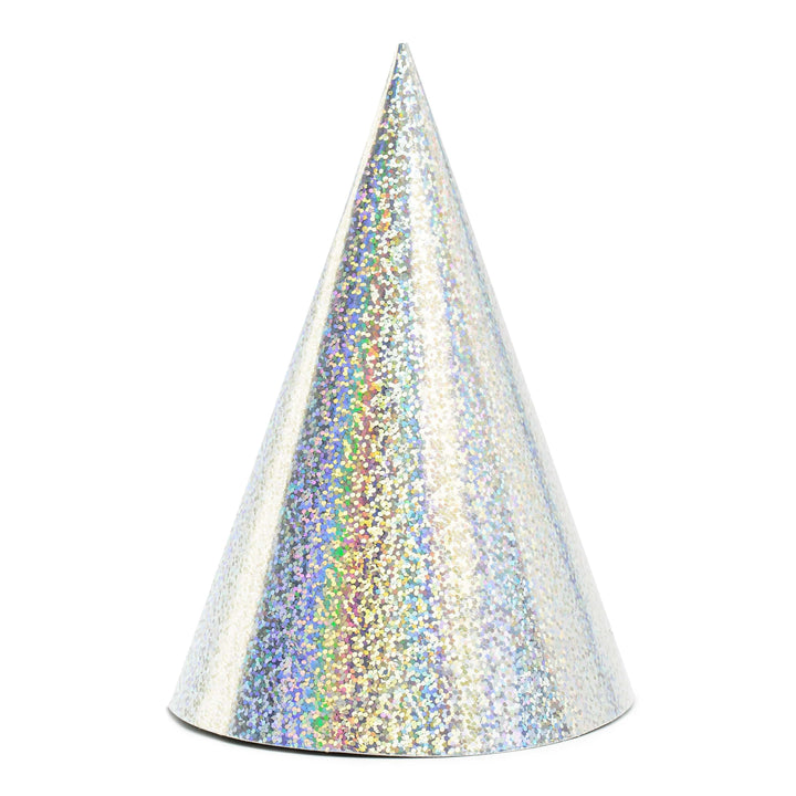 Silver Party Hats (Pack of 6) - Silver Party Decorations Party Hats Silver Holographic Party Hats (Pack of 6)