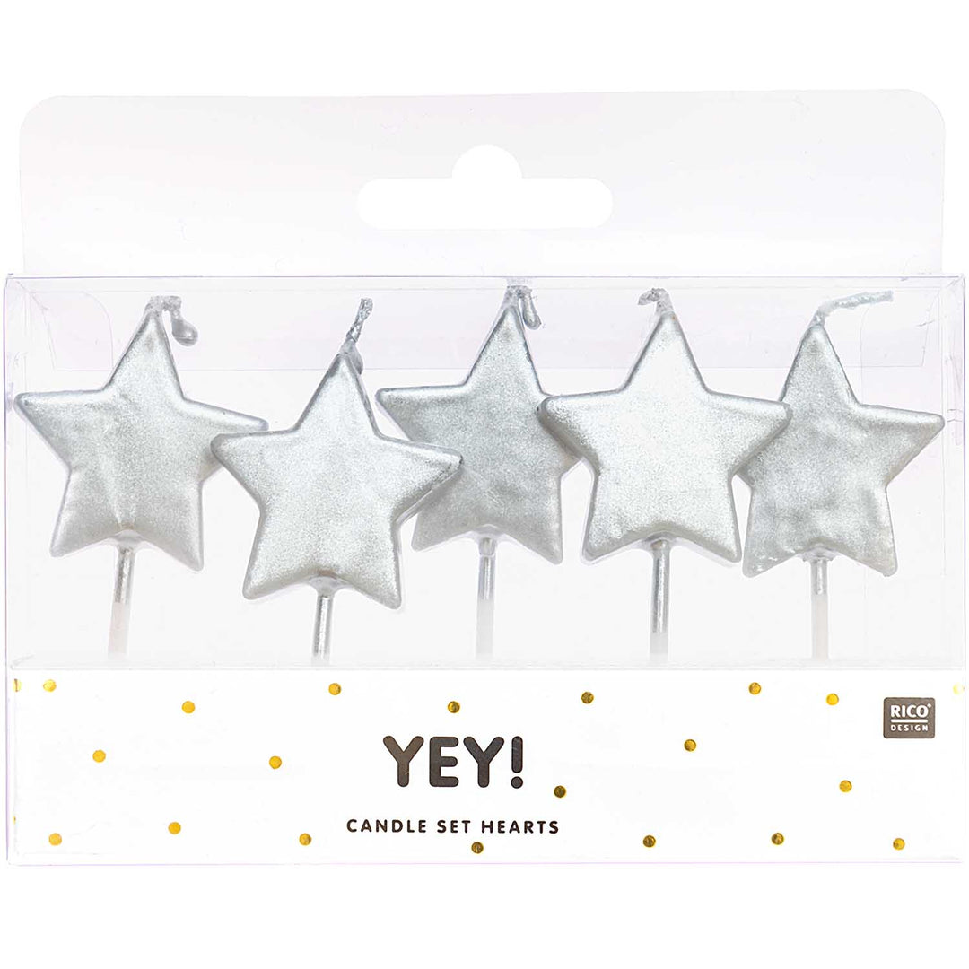 Silver Stars Birthday candles x 5 Birthday Candles Silver Stars Birthday candles x 5