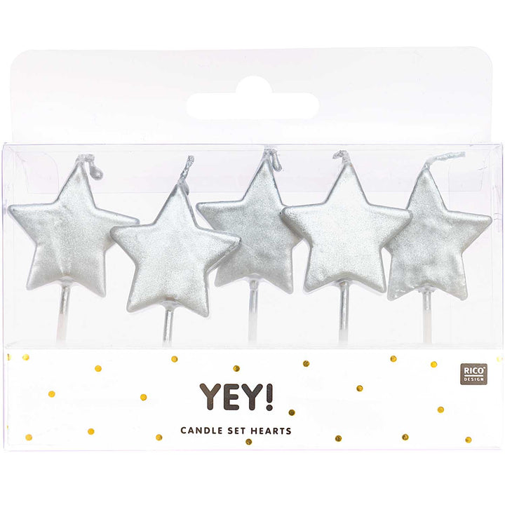 Silver Stars Birthday candles x 5 Birthday Candles Silver Stars Birthday candles x 5