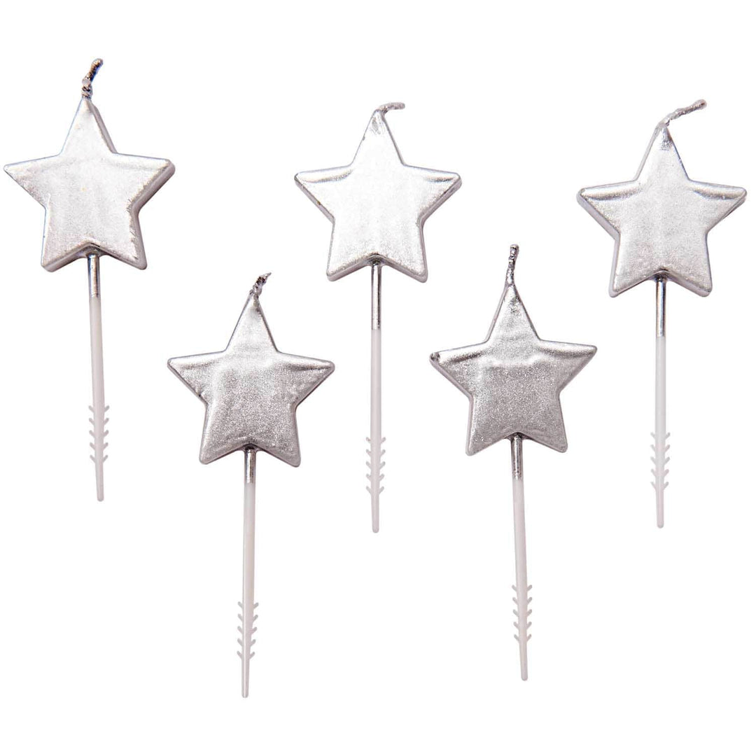 Silver Stars Birthday candles x 5 Birthday Candles Silver Stars Birthday candles x 5