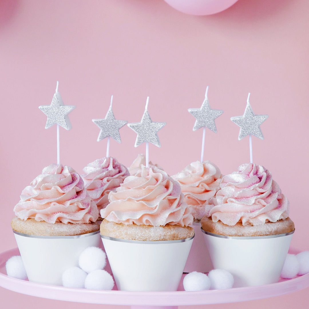 Silver Stars Birthday candles x 5 Birthday Candles Silver Stars Birthday candles x 5