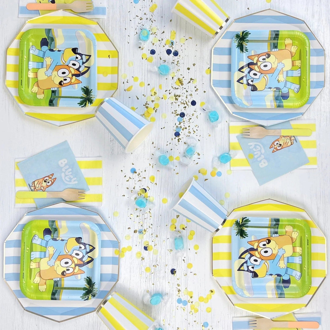 Sky Blue Cabana Stripe Party Cups x 8 - Bonjour Fête Party party cups Sky Blue Cabana Stripe Party Cups x 8