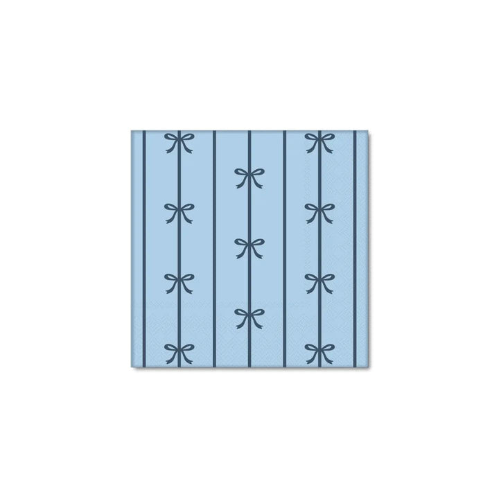 Sky Blue Signature Bow Small Party Napkins x 20 - Bow Party Bonjour Fête Paper Napkins Sky Blue Signature Bow Small Napkins x 20