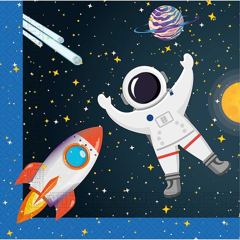 Space Party Supplies - Rocket Space Party Napkins x 20 Paper Napkins Rocket Space Party Napkins x 20