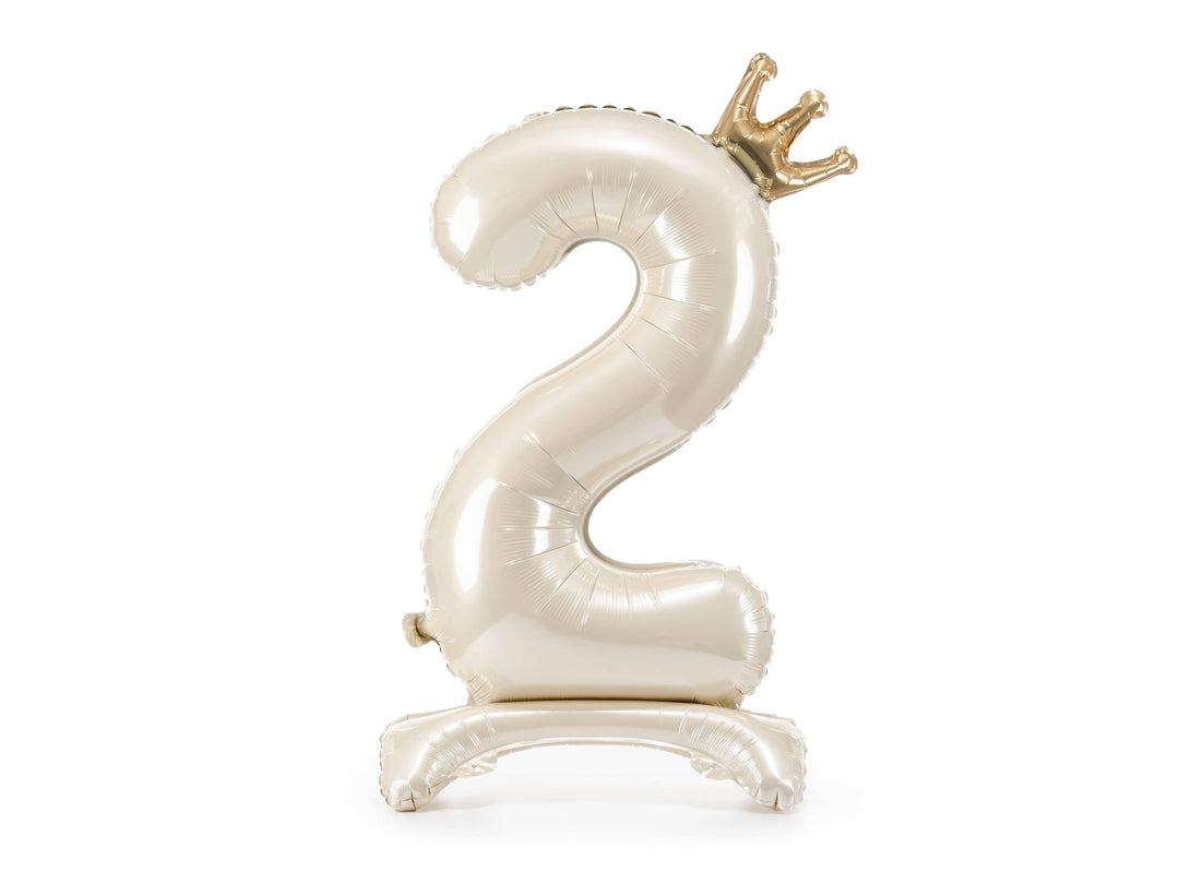 Standing Number 2 Foil Balloon - Light Cream Foil Balloon Standing Number 2 Foil Balloon - Light Cream