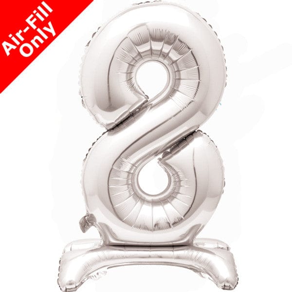 Standing Number 8 Foil Balloon - Silver Party Balloons Foil Balloon Standing Number 8 Foil Balloon - Silver