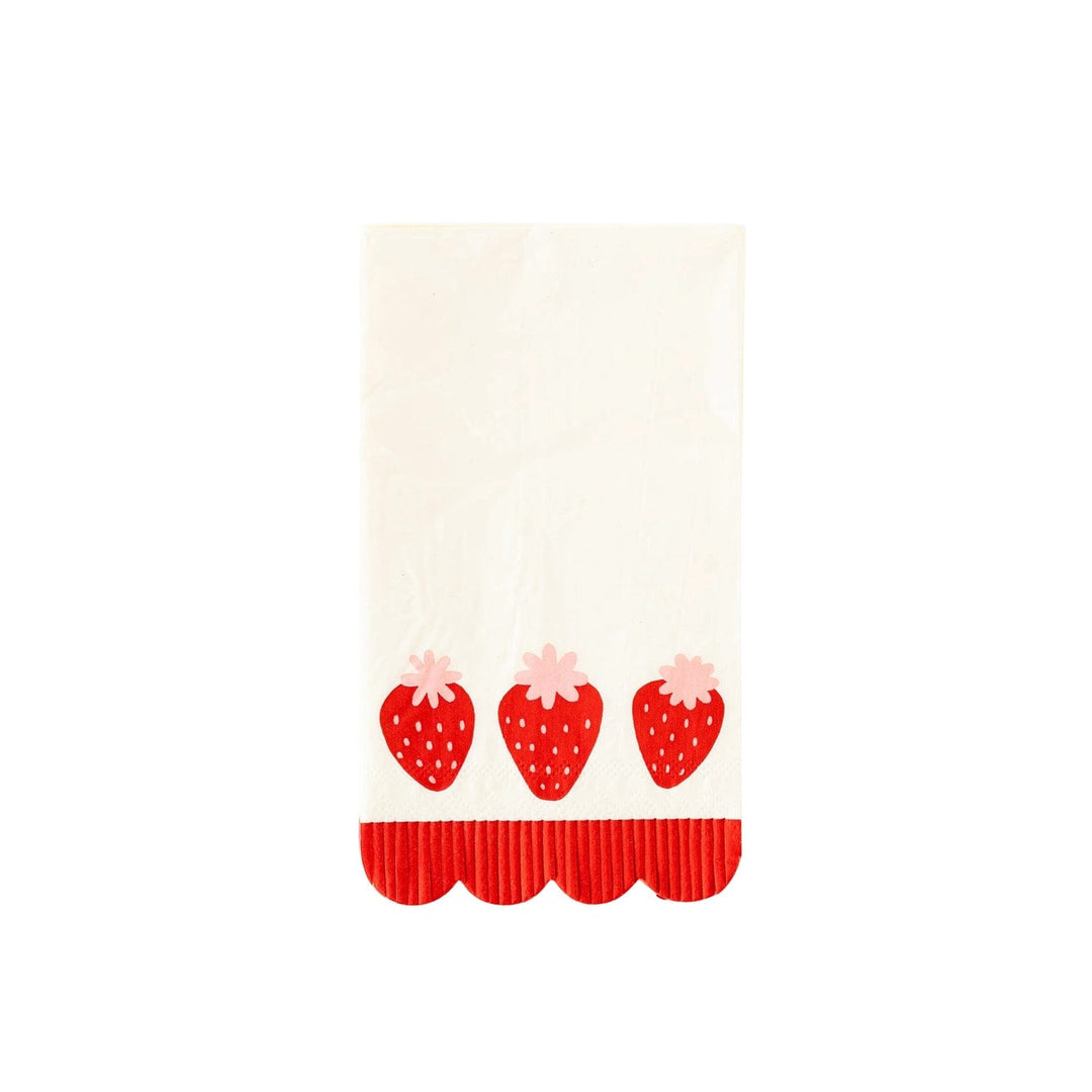 Strawberry Fringe Scallop Party Napkins x 24 - My Mind's Eye Paper Napkins Strawberry Fringe Scallop Party Napkins x 24