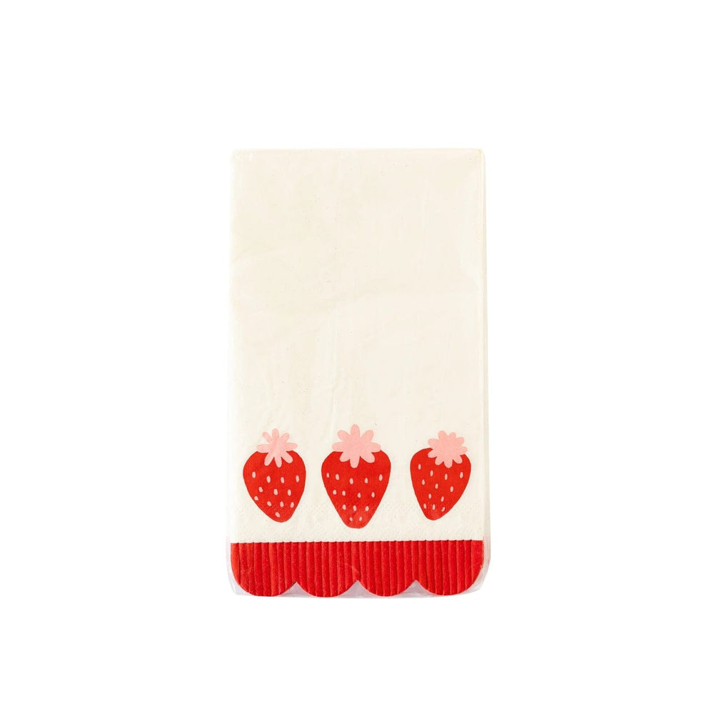 Strawberry Fringe Scallop Party Napkins x 24 - My Mind's Eye Paper Napkins Strawberry Fringe Scallop Party Napkins x 24