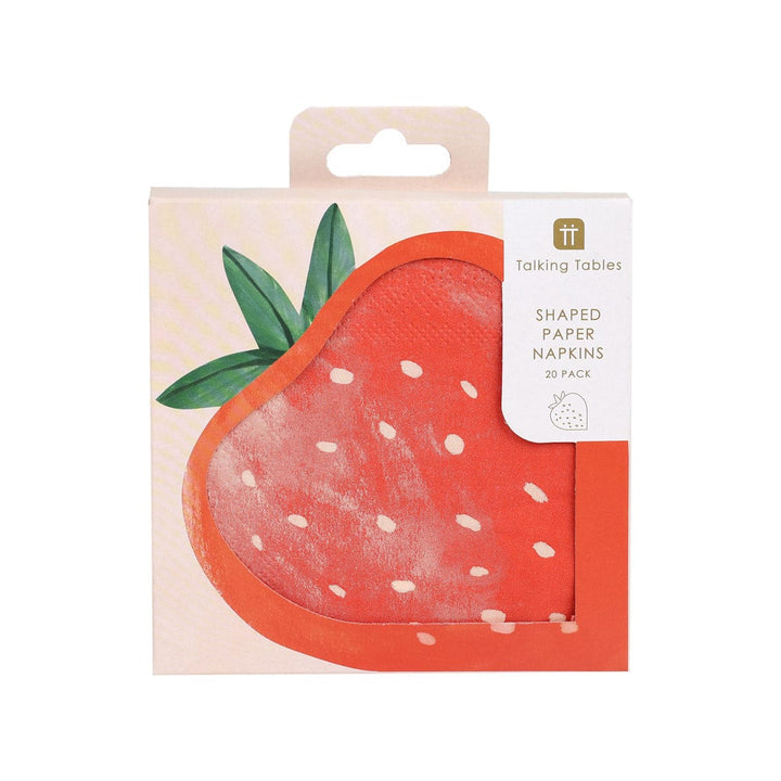 Strawberry Fringe Scallop Party Napkins x 24 - My Mind's Eye Paper Napkins Strawberry Shaped Paper Napkins x 20