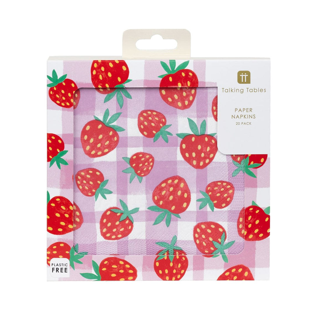 Napkins Strawberry Gingham Paper Party Napkins x 20