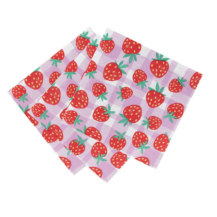 Napkins Strawberry Gingham Paper Party Napkins x 20