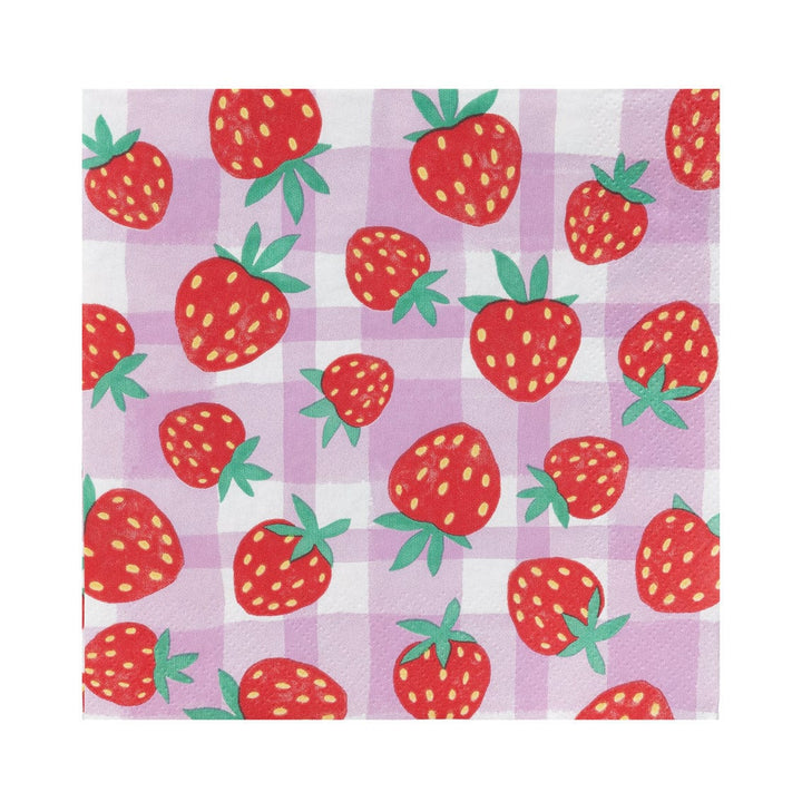 Napkins Strawberry Gingham Paper Party Napkins x 20