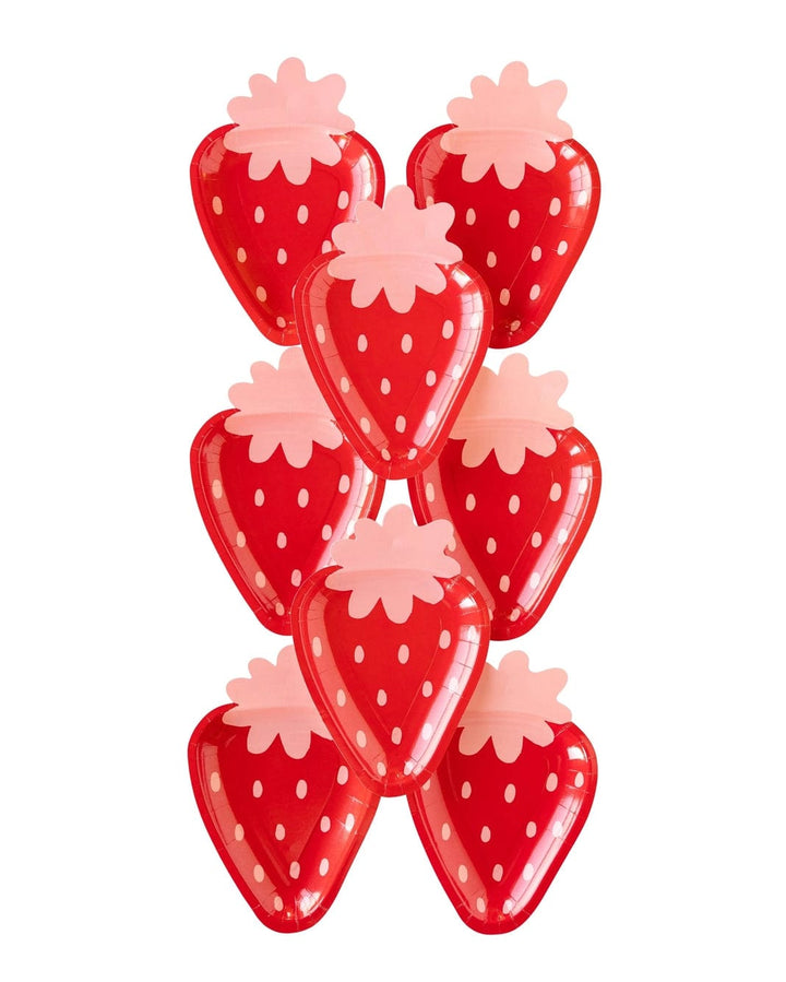 Strawberry Shaped Paper Party Plates x 8 - My Mind's Eye Disposable Plates Strawberry Shaped Paper Party Plates x 8