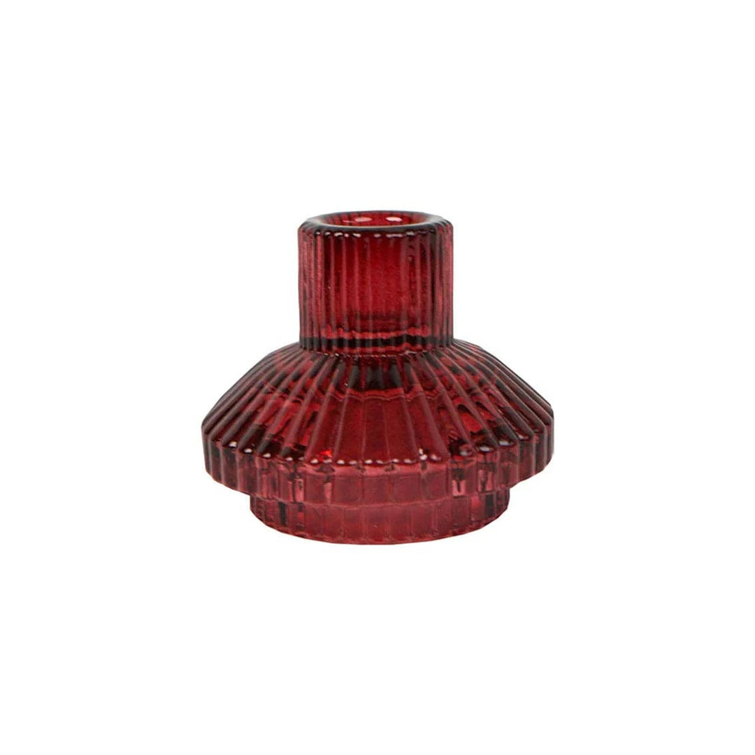 Talking Tables - Geometric Small Burgundy Glass Candle Holder candle holder Geometric Small Burgundy Glass Candle Holder