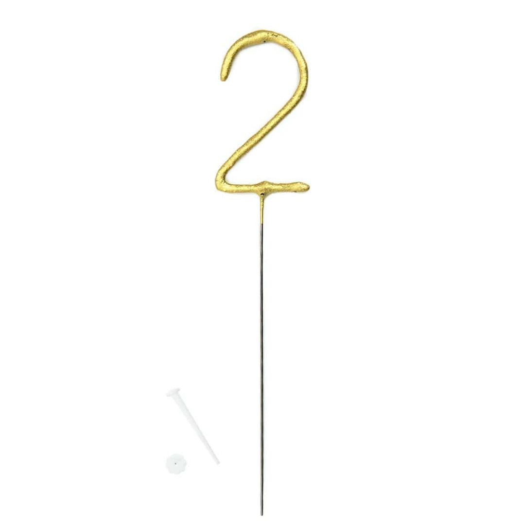 Talking Tables - Gold Number Cake Sparkler - Number 2 Birthday Candles Gold Number Cake Sparkler - Number 2