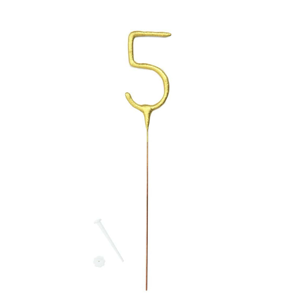 Talking Tables - Gold Number Cake Sparkler - Number 5 Birthday Candles Gold Number Cake Sparkler - Number 5