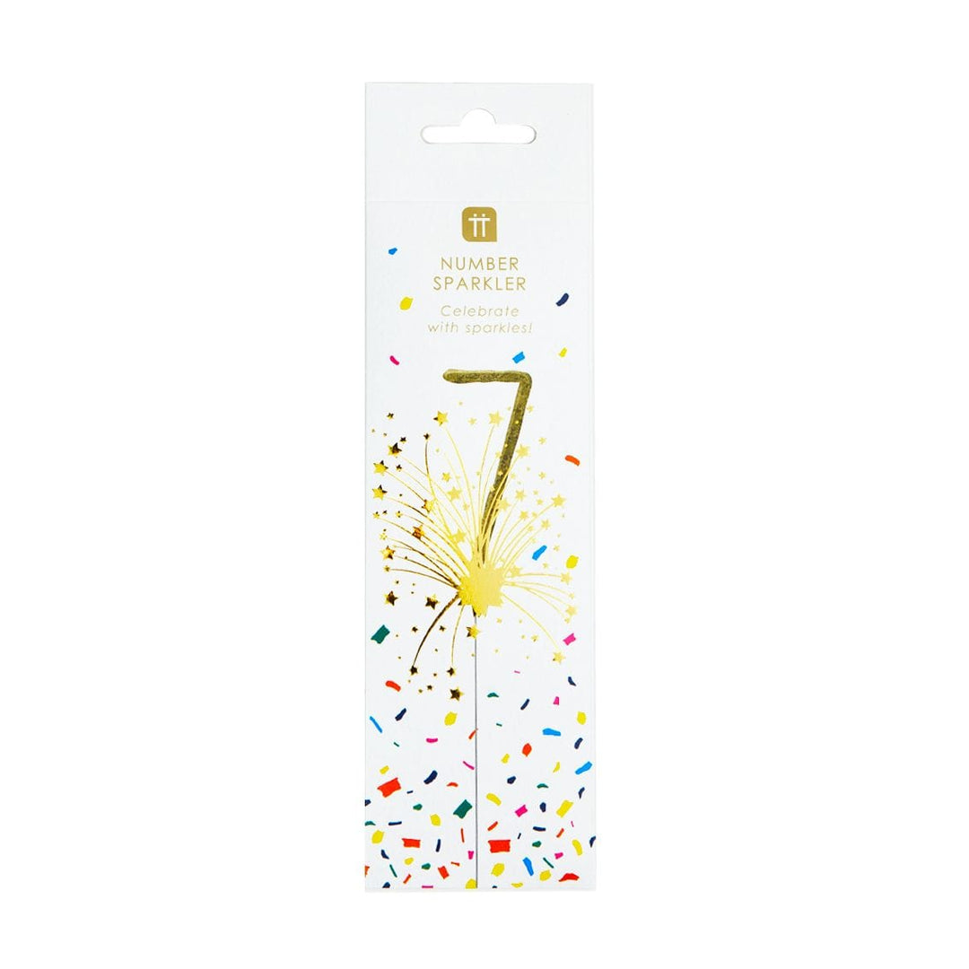 Talking Tables - Gold Number Cake Sparkler - Number 7 Birthday Candles Gold Number Cake Sparkler - Number 7