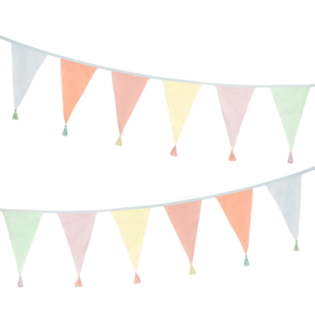 Talking Tables Party - Pastel Cotton Fabric Bunting, 3m - Pastel Party Decorations Bunting Pastel Cotton Fabric Bunting, 3m