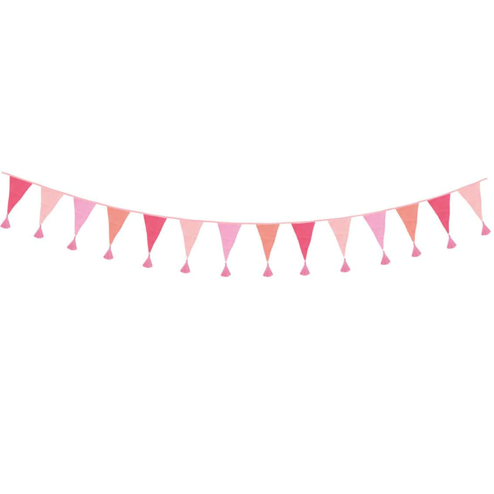 Talking Tables Party - Pink Fabric Bunting, 3m - Pink Party Decorations Bunting Pink Fabric Bunting, 3m