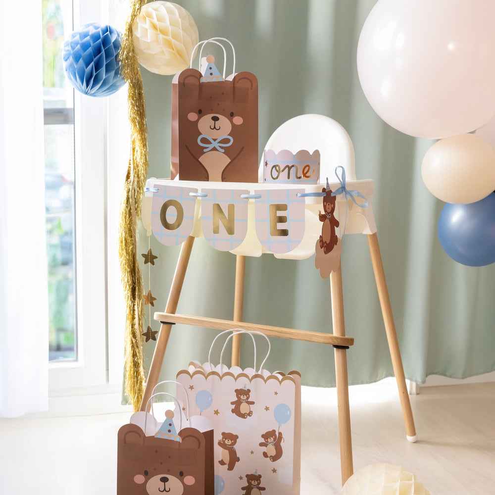 Teddy Bear Gift Bag x 1 - 1st Birthday Party Supplies Gift Bags Teddy Bear Gift Bag x 1