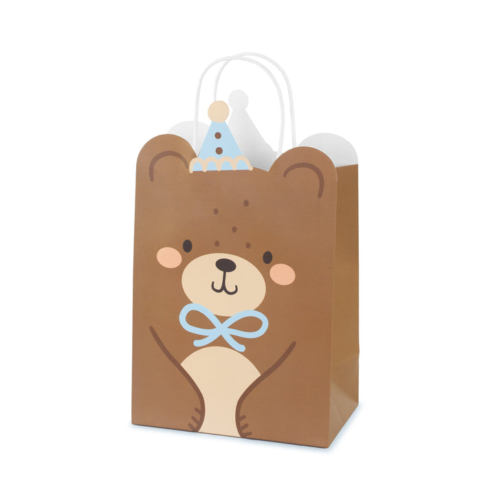 Teddy Bear Gift Bag x 1 - 1st Birthday Party Supplies Gift Bags Teddy Bear Gift Bag x 1