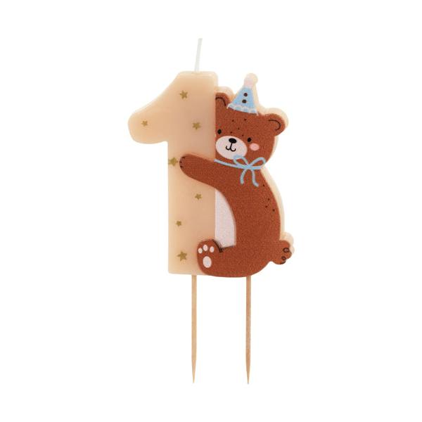 Teddy Bear Number 1 Birthday Candle - 1st Birthday Party Supplies Birthday Candles Teddy Bear Number 1 Birthday Candle