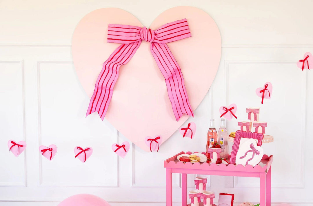 Valentine's Day Decorations - Ombré Heart Garland Bunting Felt Heart And Bows Banner