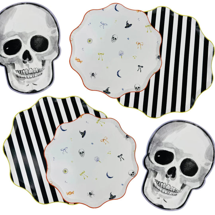 Watercolour Skeleton Halloween Party Plates x 12 - Josi James Disposable Plates Watercolour Skeleton Halloween Party Plates x 12