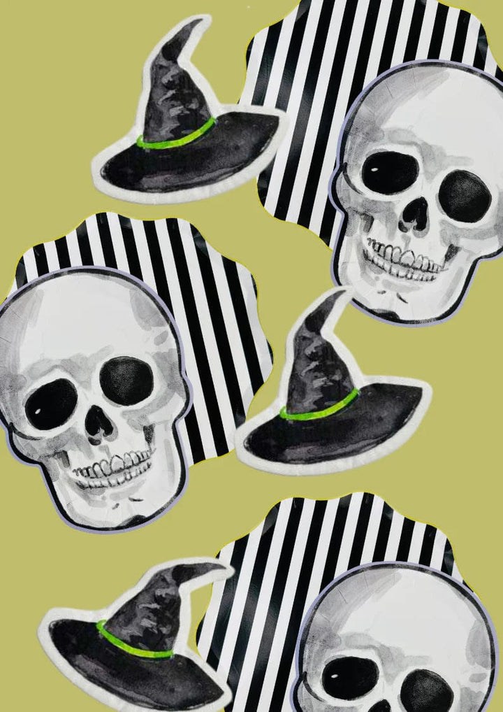 Watercolour Skeleton Halloween Party Plates x 12 - Josi James Disposable Plates Watercolour Skeleton Halloween Party Plates x 12