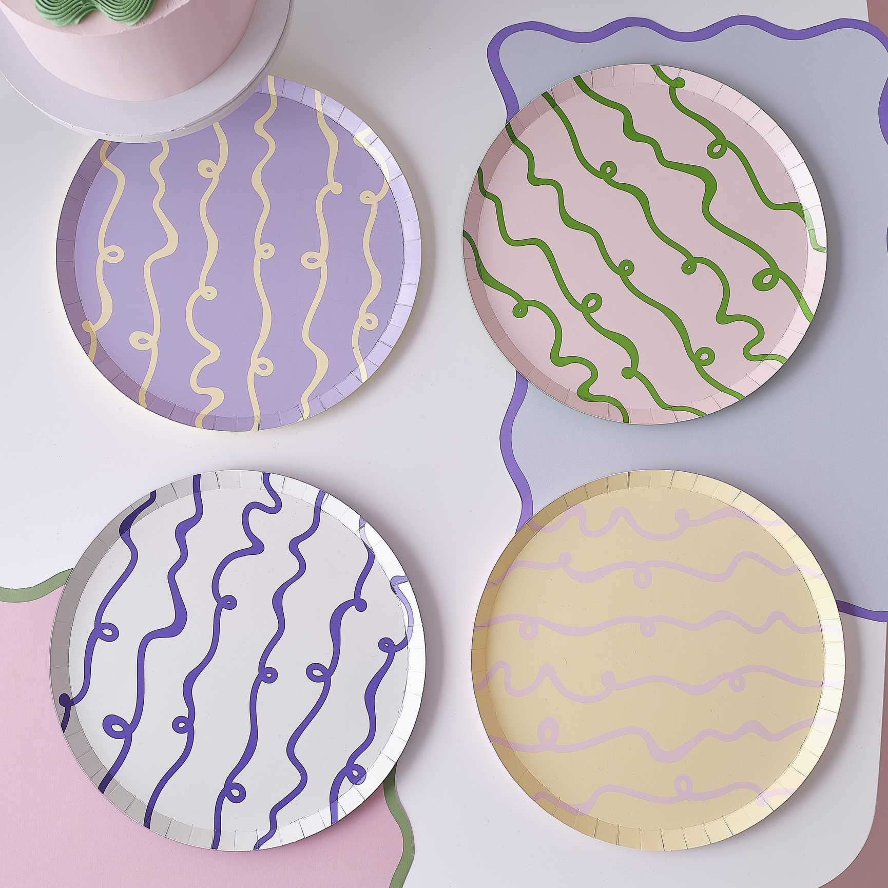 Wavy Pastel Paper Plates pack of 8 Pastel Birthday Party Little Big Party Co