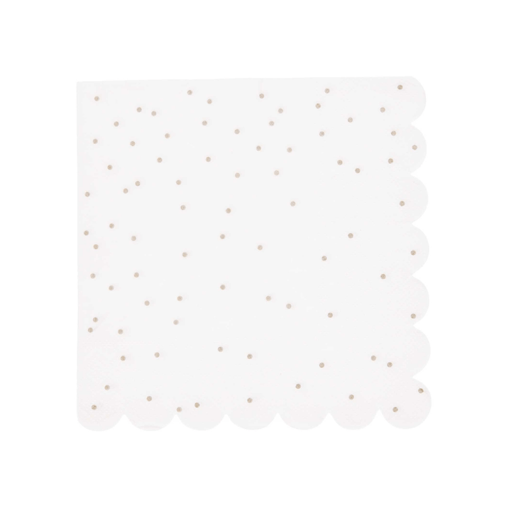 White and Gold Dots Paper Napkins x 20 - White Party Supplies Paper Napkins White and Gold Dots Paper Napkins x 20