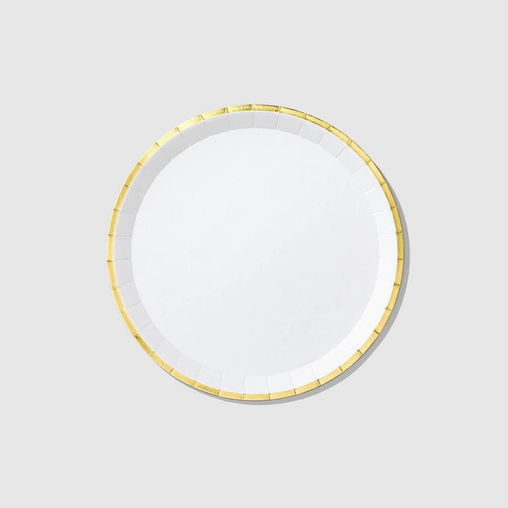 White and Gold Foiled Large Paper Party Plates x 10 - Gold Party Supplies party plates White and Gold Foiled Large Paper Party Plates x 10