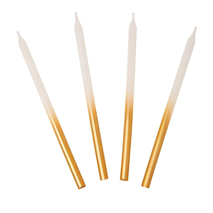 Birthday Candles White and Gold Ombre Luxe Candles - 16 Pack