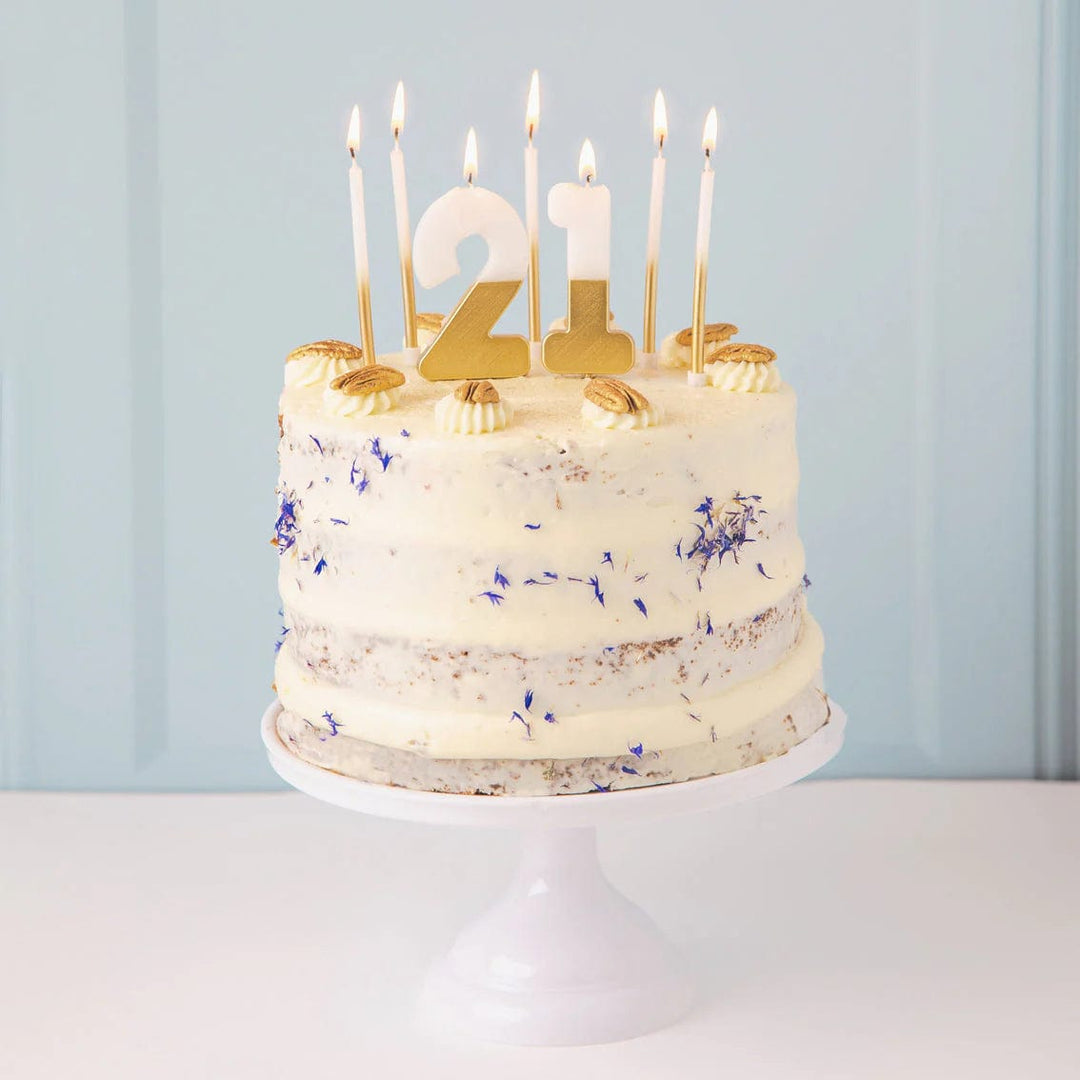 Birthday Candles White and Gold Ombre Luxe Candles - 16 Pack